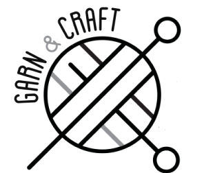 The current logo: a round yarn ball with knitting needles.