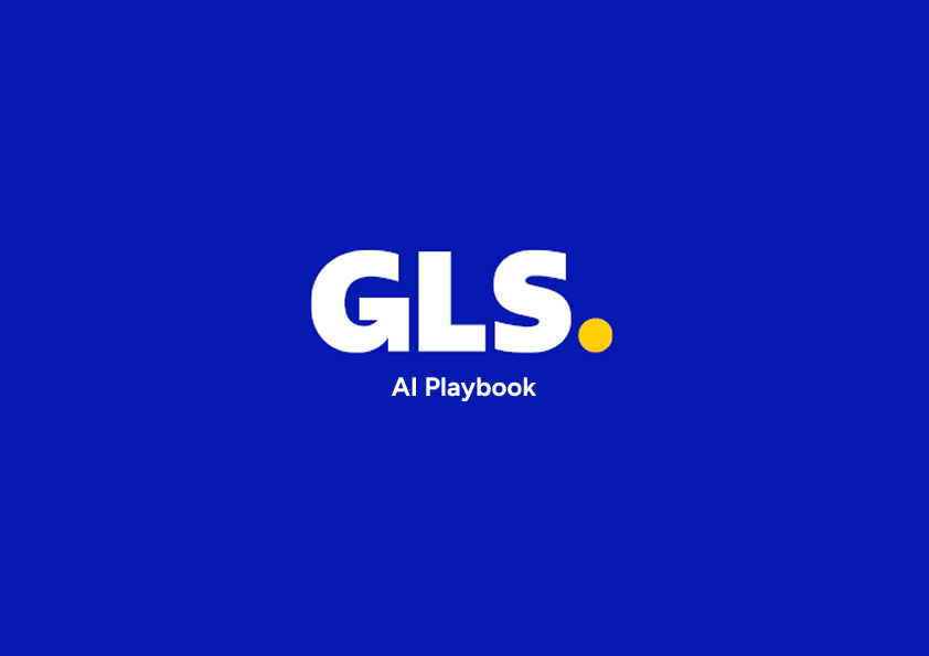 GLS-blue AI Playbook cover with the white GLS logo.