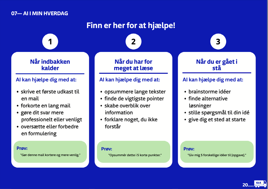Spread showing three everyday scenarios where Finn can help.